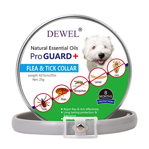 Colar antiparasitas para cães e gatos Dewel, pequeno, médio, grande, contra pulgas, carraças e mosquitos, 8 meses (para cães)