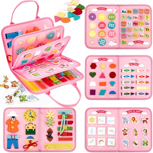 hahaland Busy Board brinquedos crianças 2 3 4 anos - 5 camadas brinquedos Montessori 2 anos tabuleiro sensorial de atividades jogo de educação precoce para meninas 2 3 4 anos