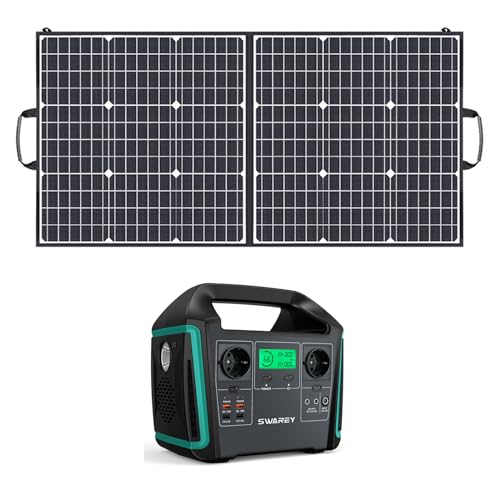 SWAREY Estação de energia portátil, 725 Wh gerador solar com painel solar de 100 W, 2 saídas de CA de 1000 W (pico de 1500 W), 2 portas USB-C de 65 W, bateria externa para campismo viagens emergência