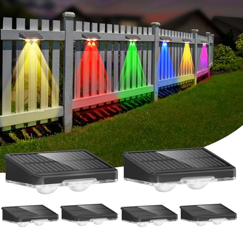 DANCINGBOAR Embalagem 6 apliques solares para exteriores, luzes led solares ao ar livre com luz branca quente e RGB e 6 cores, IP65, ideal jardim, terraço, cercas, paredes