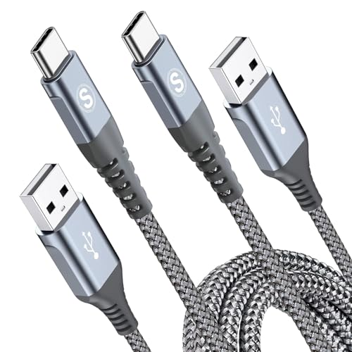 Cabo USB C [2 Pack 2 M] Cabo USB C carregamento rápido tipo C 3.1A carregador tipo C carregamento rápido nylon para i Phone 17 16 15 Pro Max, amsung Galaxy S25/S24/S23 to S8, Sony, Note20, M31, Huuu