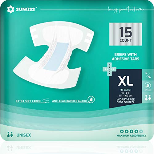 SUNKISS TrustPlus Fraldas de incontinência para adultos, cuecas absorventes com adesivos para idosos, homens e mulheres, unissexo, máxima absorção, proteção contra fugas, tamanho XL, 60 unidades