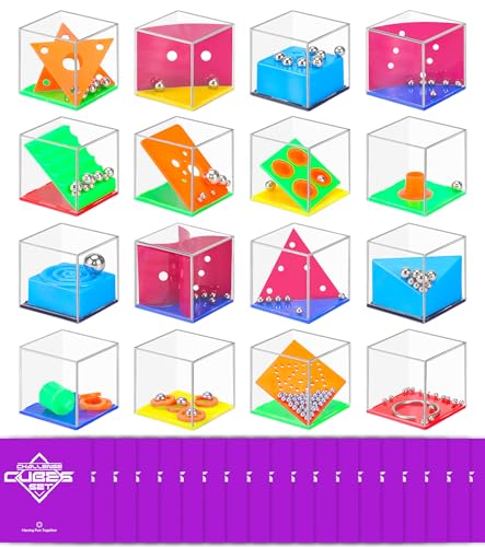Gontence 16 Jogos de quebra-cabeças com 16 roxo bolsa - cubos de quebra-cabeças | puzzle jogos com diferentes níveis | presentes de aniversário para meninos e meninas | recheio pinata infantil
