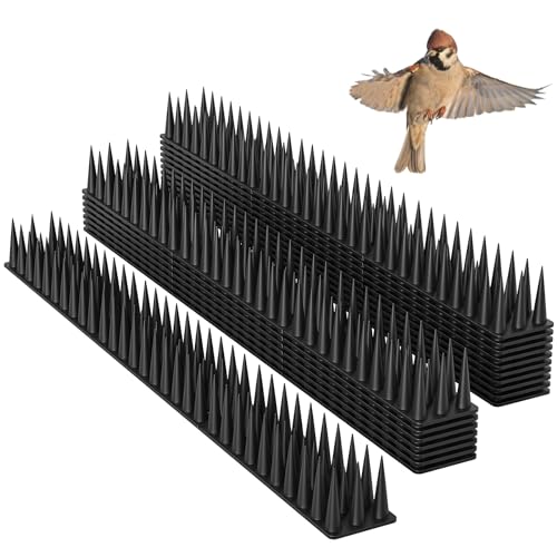 Espetos anti-pombos de plástico, espetos anti-gatos castanhos, hujentador de pombos fugitivo de pássaros, repelente de pombos, gatos pássaros para jardim, varanda (12 unidades * 33,5 cm Schwarz)