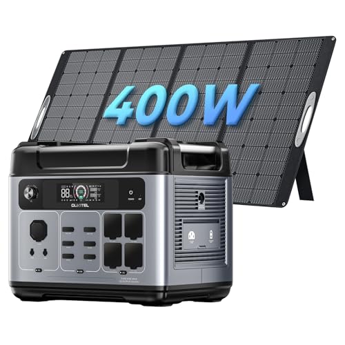 OUKITEL P2001 Plus Estação de energia portátil com painel solar de 400 W, bateria de 2048 Wh LiFePO4, 4 saídas CA de 2400 W (pico 4800 W) estação de energia solar para campismo, autocaravana