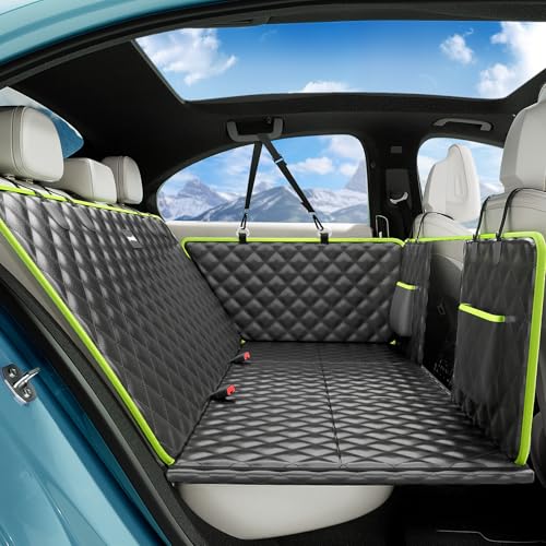 Pecute Capa de carro para cão com fundo rígido para assento traseiro, 2025 material melhorado, 3 em 1 capa e extensor e barreira, impermeável anti-riscos, textura sofá, até 150 kg