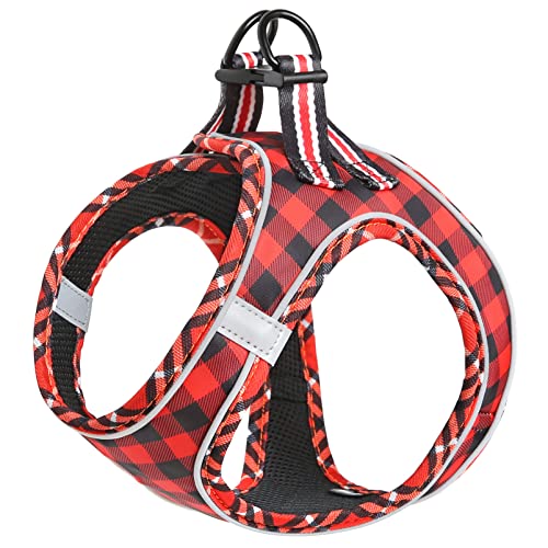 HEELE Arnês cão arnês colete cão arnês para cão leve Vest Air Mesh arnês para cão malha respirável suave confortável refletor bonito arnês para cão pequeno, tarão vermelho, L
