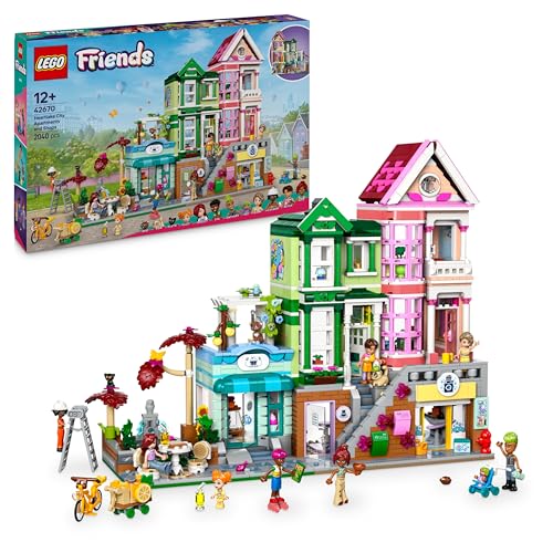 LEGO Friends Apartamentos e lojas de Heartlake City, loja de brinquedos, casa e estúdio de cerâmica, presente para meninas de 12 anos ou mais e adolescentes, 3 figuras de gatos e 9 mini bonecas 42670