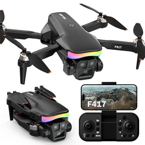 Drone com câmara 1080P para adultos principiantes, luz LED colorida, Quadcopter Drone FPV para exteriores com transmissão WiFi, retenção de alta gravidade por gestos, 3 velocidades
