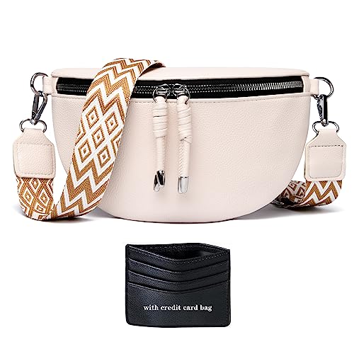 YISUOHOOM Bolsa de cintura mulher elegante mala tiracolo cruzada pequena de PU couro preto - presentes para mulher