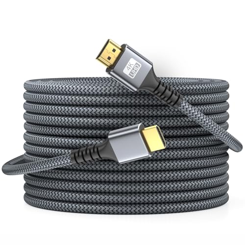 looyotul 4k Cabo HDMI 20 m de alta velocidade HDMI 2.0 cabo 4K @ 60HZ de retorno de áudio e vídeo conector dourado 3D Arc é usado para televisão de ultra alta definição Xbox PS4/PS5, etc. (prateado)