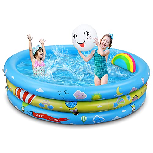 Jojoin Piscina insuflável, piscina insuflável para crianças, 2 almofadas insufláveis, material PVC plástico, festa de verão na piscina interior ao ar livre 120 cm * 30 cm