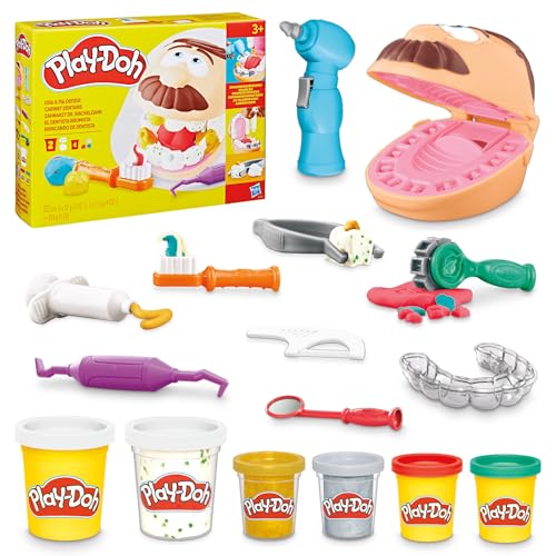 Play-Doh F1259 Brinquedo o dentista brincalhão, crianças a partir de 3 anos, plástico não tóxico, cores sortidas, 8 botões, artesanato infantil