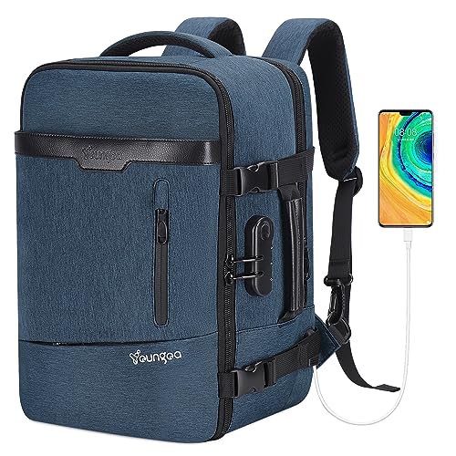 YOUNGOA Mochila viagem cabine avion 40 x 20 x 25 para Ryanair malas de viagem com compartimento para portátil 20 L YG063, Azul Marinho, Tamanho único, Casual