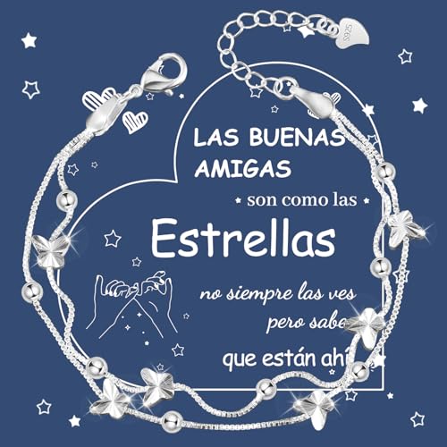 YELUWA Presentes originais para mulher, presente Dia da Mãe pulseira prata mulher presente aniversário amiga Natal presentes amiga amiga namorada aniversário pulseira mãe mãe e filha avó menina