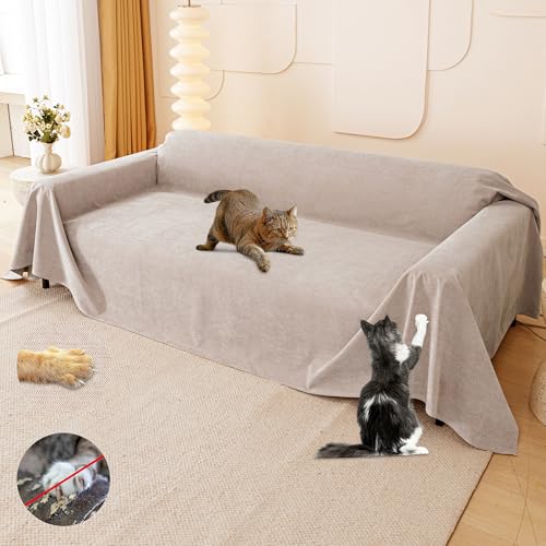 Loiion Capa de sofá anti-gatos e cães, protetor impermeável 3 lugares para animais de estimação, caqui 340 x 180 cm