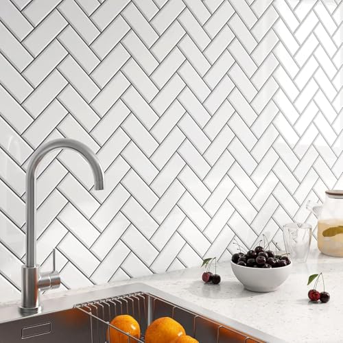 FunStick 30 × 30 cm 15 azulejos autocolantes parede cozinha brancas azulejos autocolantes casa de banho 3D tapetes vinil autocolantes parede branco vinil azulejos cozinha lavável azulejos autocolantes