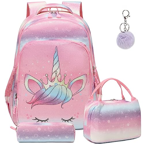 Kimwadalh Mochila menina escolar mochila menina primária mochila infantil arco-íris mochila escola menina mochilas escolares multicor mochila Glitter para meninas, Roxo, Tamanho único, Mochilas