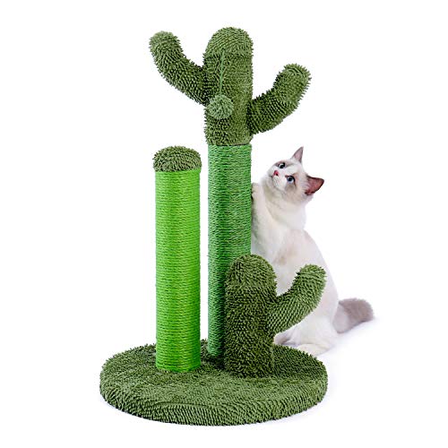 PAWZ Road Postes arranhadores de cato, design criativo de árvore de gato, 3 postes em 1 conjunto, verde, L 68,5 cm