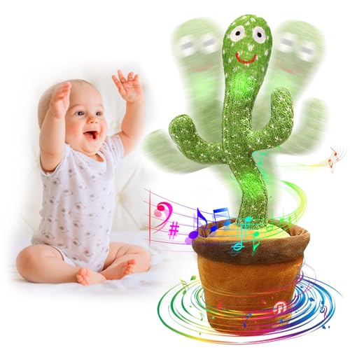 seOSTO Cactus Bailarina Repita espanhol, cacto de fala, brinquedo de cato de peluche que dança e repete a sua voz, com músicas, dança, cato presentes adequados para crianças