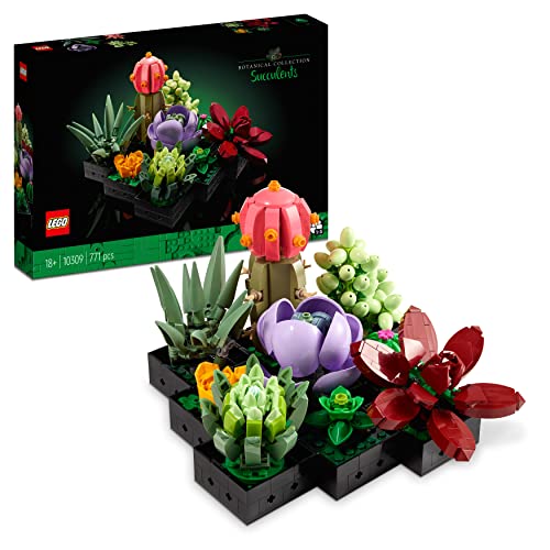 LEGO Maquete botânico suculentas de 9 plantas artificiais para construir, decoração para casa, artesanato para adultos, kit de ramo de flores, presente para mulheres e homens 10309