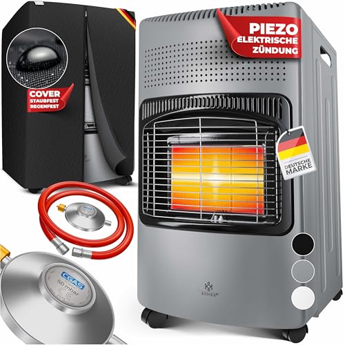 KESSER® Aquecedor de cerâmica a gás de 4200 W, incl. regulador de pressão de gás, mangueira de gás, aquecedor de gás, queimador cerâmico infravermelho, bombas de gás butano até 15 kg