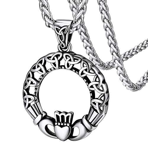 FaithHeart Colar de viking runas de aço inoxidável 316L homem mulher letras tapetes rúnicos jóias espiritual nórdico de talismã de família casais, Metal, Sem Pedra Preciosa