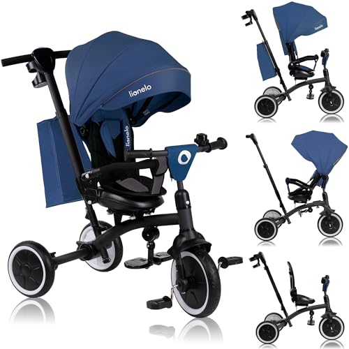 LIONELO Tris Plus Bicicleta de passeio triciclo multifuncional de 9 meses a 25 kg, carrinho de bebé, rodas grandes PU assento giratório 360° encosto ajustável montagem sem ferramentas