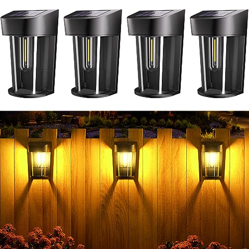 Quntis Aplique parede exterior, luz solar exterior jardim 4 pacotes, IP44 candeeiros solares impermeáveis para exteriores, candeeiro de perto, alpendre, parede, pátio, varanda, escadas, jardim