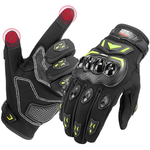 KEMIMOTO Luvas de verão para motociclo, resistentes ao impacto, desportivas protetoras e respiráveis para homem e mulher, palma antiderrapante, com ecrã tátil, motocicletas, escalada e caça
