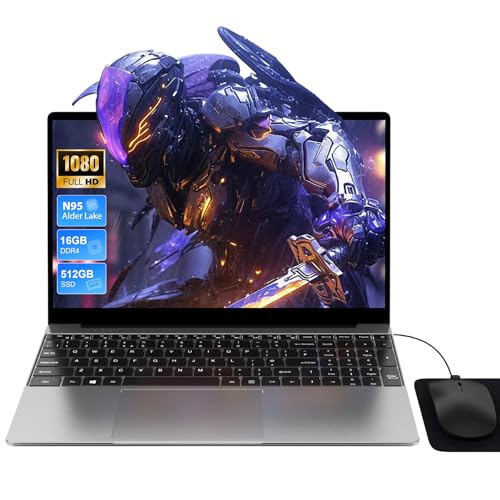 Computador portátil de 15,6 polegadas, 16 GB RAM+512 GB SSD, CPU N95, teclado iluminado/teclado numérico, Win11 PC portátil, 5G WiFi, carregamento tipo C, computador portátil para trabalho no