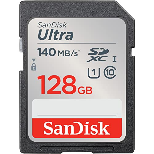 SanDisk Ultra cartão SD 128 GB SDXC, cartão SD para câmaras compactas e de gama média, UHS-I, V30, até 140 MB/s, software de recuperação de dados RescuePRO Deluxe, Class 10, U1