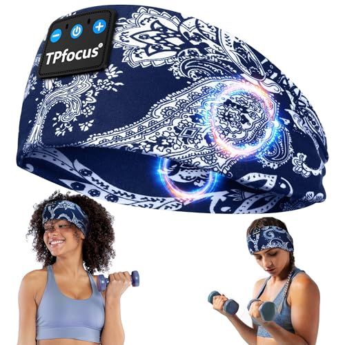 TPfocus Auriculares para dormir auriculares Bluetooth5.4 presente para homem e mulher, Sonno banda desportiva sem fios recarregável para corrida, viagens e relaxamento (azul clássico)
