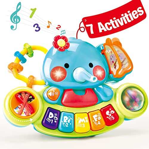 hahaland Piano bebé brinquedos bebés 3 6 12 meses - piano de atividades com luzes e sons - teclado Montessori educativo presente para bebés 6-12 meses