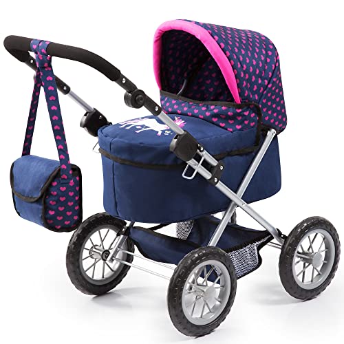Bayer Design 13054Aa Trendy Carrinho de boneca confortável, ajustável, cor azul/rosa, 67 x 40 x 68 cm