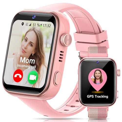 AIMIUVEI 4G Relógio inteligente para crianças, Smartwatch para crianças, ecrã HD de 1,83 polegadas com chamadas, videochamadas, chat de voz, Whatsapp, Wi-Fi, GPS, SOS, SMS, IP68 impermeável, modo