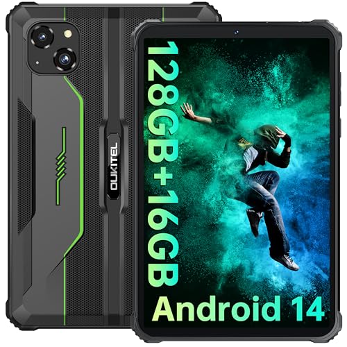 OUKITEL RT3 Pro Tablet Rugerizado - 16 GB + 128 GB 1TB expansível Rugged Table, Tablet 8 polegadas Android 14, bateria 5150 mAh, 16 MP + 8 MP Câmara Tablets PC, suporte 4G Dual SIM/NFC/Face ID/BT