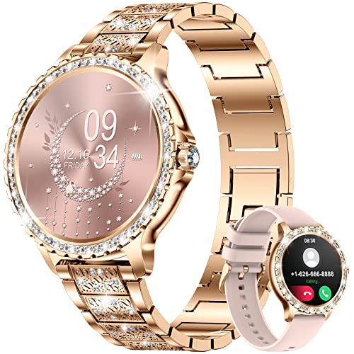 LIGE Relógio inteligente mulher com chamada Bluetooth, 1,32" diamante Smartwatch com monitor de sono, pO2, rastreamento do Menstrual, pulsómetro, podómetro Smart Watch para Android iOS