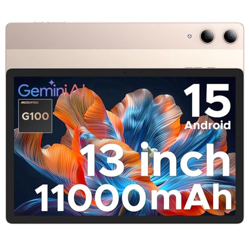 DOOGEE Tab E3 Pro Tablet de 13 polegadas, 32 GB RAM+ 256 GB ROM/2TB Tablet Android 15, Helio G100, Tablets Gaming 4G Dual SIM+WiFi 5G, 11000 mAh/Gemini AI/13 MP+ 8MP/GPS/GPS/GPS/OTG/Face ID/4