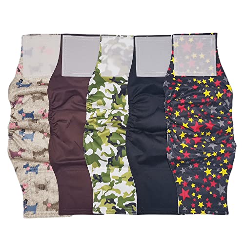 Fraldas laváveis para cães fraldas de cão macho faixas de barriga de cão (XL, 5 fraldas)