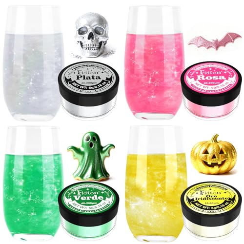 Purpurina Comestível, Fidton 4 cores purpurpurpurina, comestível para decorações de bolos, ouro ridiscente para Fondant cores, macarons, cocktail, fundo de morango, 5 g