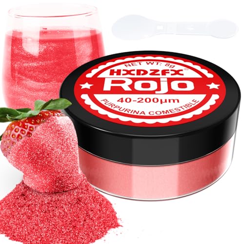 Purpurina comestível vermelho - 100 % purpurina comestível peças de reposição adornos comestíveis para bolos, chocolate, madalenas, coquetel, confeitaria, creme, etc. (8 g)