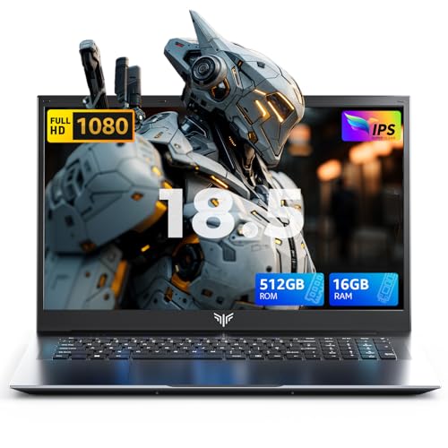 ACEMAGIC AX18, Computador portátil 16 GB RAM 512 GB SSD de 18,5" para estudantes e escritório, processador Intel N150, bateria 8000 mAh, computador portátil com HDMI, computador portátil USB-C, ecrã
