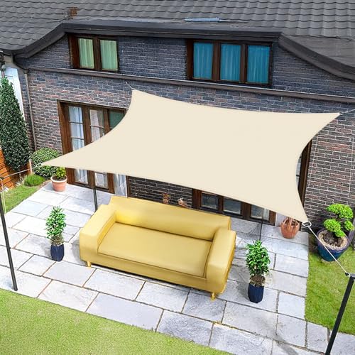 Sunnylaxx 4 x 5 m, vela de sombra impermeável, retangular, caqui claro, toldo exterior, terraço, proteção contra raios UV, para exteriores, pérgula, jardim, terraços