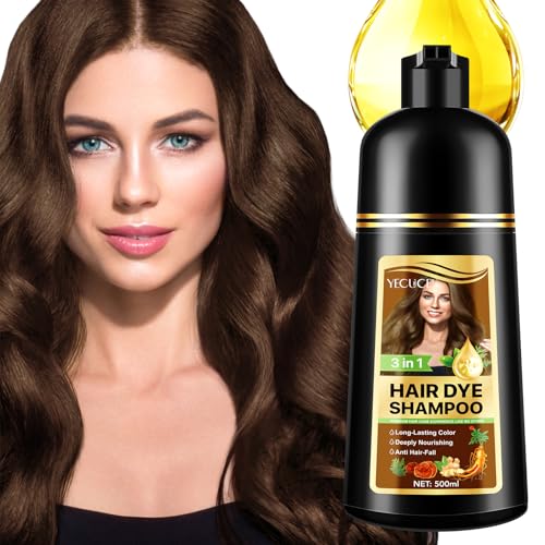Hair Dye Shampoo 3 em 1 Cobertura de cabelos (5 cores), Hair Dye Shampoo 3 em 1, cor natural, champô de cor instantânea para o cabelo, para homens e mulheres