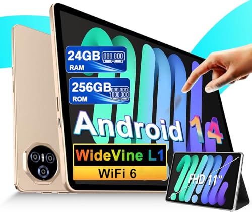 2025 Newest Tablet de 11 polegadas Android 14 Tablets, 24 GB RAM+256 GB ROM (2TB TF), FHD IPS, Octa-Core, UFS 2,2 Flash, 8000 mAh, 5 MP+ 13 MP, WiFi duplo. , BT 5.00 , Widevine L1, Face ID, com caixa