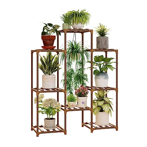 Bamworld Prateleira para plantas de interior suporte para plantas de exterior de madeira grande para sala de estar, escritório, jardim
