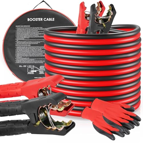 TLGREEN Cabos de ponte para baterias de camiões automóveis e motocicletas, 4 m 1000 A 30 mm², cabos de arranque de emergência para carro com luvas e saco, certificado CE, portátil