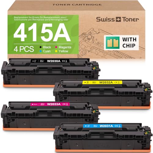 swiss toner Compatível com toner 415A 415X (com chip) para toner HP 415A para MFP M479fdw Toner HP Color Laserjet Pro MFP M479fnw M479fdw M479fnw M479fdn M454dw M454dn 4pack de 4