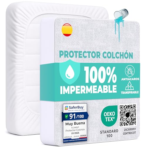 Protetor de colchão 140 x 200 cm, pack 2 capa impermeável lençol de baixo impermeável de algodão e microfibra, cobertura de colchão para cama respirável Cover hipoalergénico antiácaros lavável